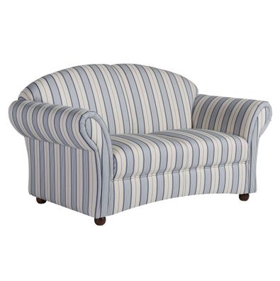 Sofa 2-Sitzer Kama Bezug Flachgewebe Nussbaum/ blau 21559