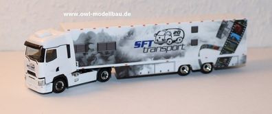Herpa 311243 - Renault T Koffer-Sattelzug - SFT Transporte/ Partyauflieger. 1:87