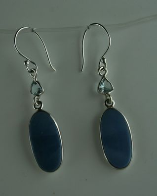 Owyhee Opal Ohrhänger blauer Topas 925 Sterling Silber Ohrringe