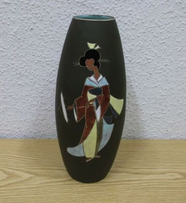 50er Kiechle Vase Geisha Keramik Handarbeit 25 cm Vintage 50s, Collector item