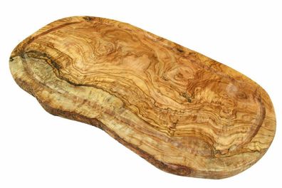 Tranchierbrett ca. 40-44 cm mit Saftrille, ohne Griff aus Olivenholz