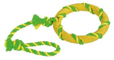 Ring am Seil, grün-gelb, 47 cm Vollgummi/ Baumwolle