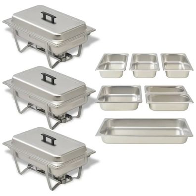 vidaXL Chafing Dish Set 3-tlg. Edelstahl