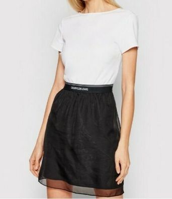Calvin Klein Kleid Größe L Damen Waistband weiß Mini Sommerkleid Mini
