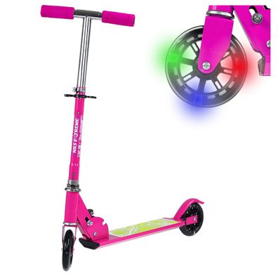 NILS Kinder Roller Scooter Laufrad Kickroller Trettroller mit LED Rollen Dreirad 