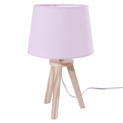 Nachttischlampe für Kinderzimmer oder Schlafzimmer 31 cm rosa Holz und Stoff