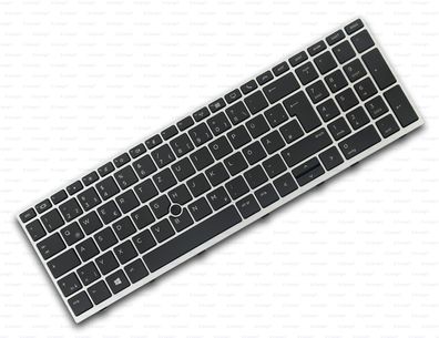 Tastatur DE Schwarz mit Silberrahmen inkl. Pointer für HP EliteBook 755 G5 850 G5 ...