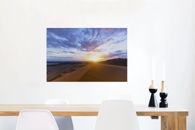 Glasbilder - 90x60 cm - Wüste bei Sonnenaufgang (Gr. 90x60 cm)