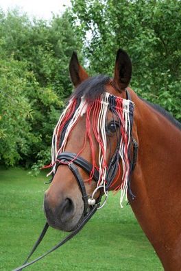 KERBL Fliegen Fransenband (rot/ blau/ weiß), Warmblut