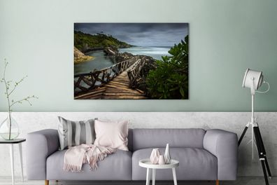 Leinwandbilder - 120x80 cm - Brücke in Indonesien (Gr. 120x80 cm)