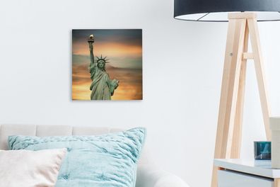 Leinwandbilder - 20x20 cm - New York - Freiheitsstatue - Sonnenuntergang