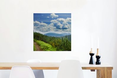Glasbilder - 50x50 cm - Wald - Pfad - Berg (Gr. 50x50 cm)