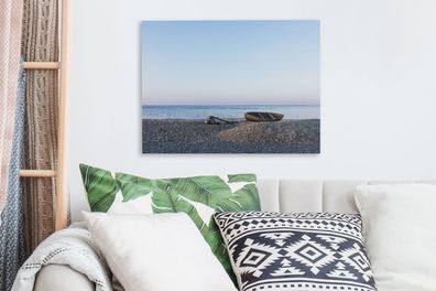 Leinwandbilder - 40x30 cm - Strand - Boot - Meer (Gr. 40x30 cm)