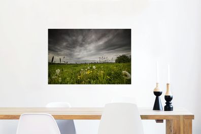 Glasbilder - 90x60 cm - Wiese vor dem Sturm (Gr. 90x60 cm)