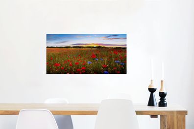 Glasbilder - 120x60 cm - Blumen - Sonnenuntergang - Farben (Gr. 120x60 cm)