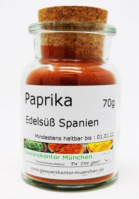 Paprika Edelsüss Spanien 70g im Glas