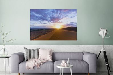 Glasbilder - 120x80 cm - Wüste bei Sonnenaufgang (Gr. 120x80 cm)