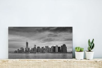 Glasbilder - 40x20 cm - Manhattan New York in schwarz und weiß (Gr. 40x20 cm)
