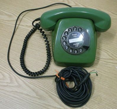 70er Jahre Telefon grün Wählscheibe ohne TAE Stecker 70s Vintage