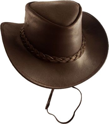 Cowboy Hut Indiana Jones Australian Trapper Leder Country Westernhut braun