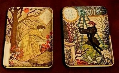 Eugene Grasset - La Belle Jardiniere, Februar + November Melamin Tablett, Tip Tray