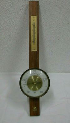 60er Wetterstation Fischer Barometer Thermometer edles Design Echtholz Vintage