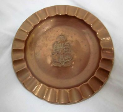 alter Kupfer-Aschenbecher Danmark mit Wappen Vintage