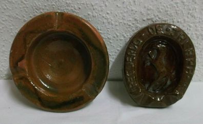 2 Aschenbecher Jalapa Guatemala Steingut Handarbeit Handwerkskunst Folklore