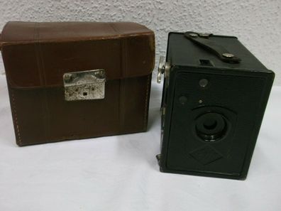 30er 40er Jahre Agfa Isochrom Boxkamera Plattenkamera mit Ledertasche 30s 40s