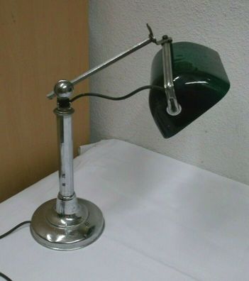 Jugendstil Bankerlampe Tischleuchte Stehlampe Metall Glas Antik