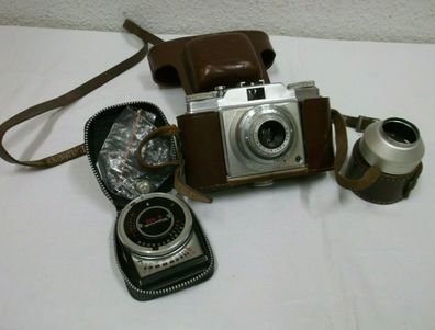 50er 60er Kamera Agfa Silette Pronto mit Tasche und Belichtungsmesser Revue S102
