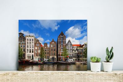 Glasbilder - 40x30 cm - Amsterdam - Sommer - Boot (Gr. 40x30 cm)