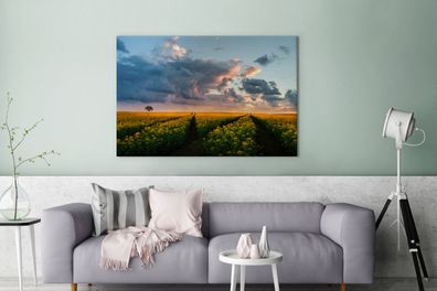 Leinwandbilder - 120x80 cm - Blumen - Gelb - Sonnenuntergang (Gr. 120x80 cm)