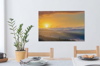 Leinwandbilder - 90x60 cm - Sonnenaufgang in der Toskana (Gr. 90x60 cm)