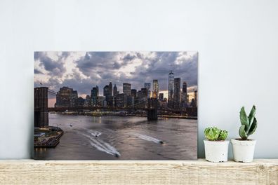 Glasbilder - 30x20 cm - New York - Brooklyn Bridge - Manhattan (Gr. 30x20 cm)