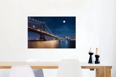 Glasbilder - 90x60 cm - New York - Manhattan - Mond (Gr. 90x60 cm)