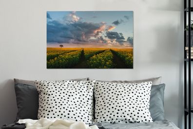 Leinwandbilder - 90x60 cm - Blumen - Gelb - Sonnenuntergang (Gr. 90x60 cm)