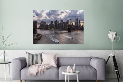 Glasbilder - 120x80 cm - New York - Brooklyn Bridge - Manhattan (Gr. 120x80 cm)