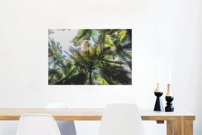 Glasbilder - 90x60 cm - Palmen im Glover's Reef von Belize (Gr. 90x60 cm)
