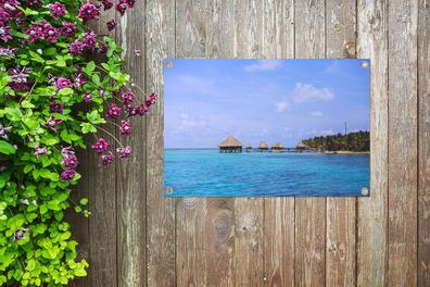 Gartenposter - 60x40 cm - Blick auf die Hütten am Glover's Reef in Belize