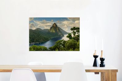 Leinwandbilder - 60x40 cm - Blick auf eine mit tropischem Regenwald bedeckte Bergland