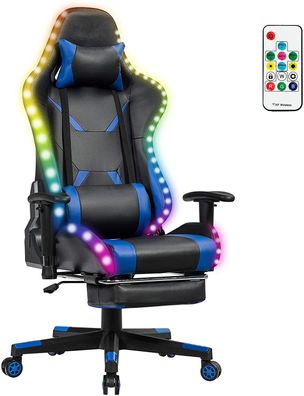 360°drehbarer Gaming Stuhl mit 358 Lichtmodi, PC Stuhl mit Verstellbarer Armlehne