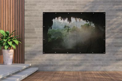 Gartenposter - 180x120 cm - Natürliche Höhle im Regenwald von Malaysia