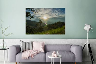 Glasbilder - 120x80 cm - Glühende Sonne strahlt auf Perus dichte Regenwälder