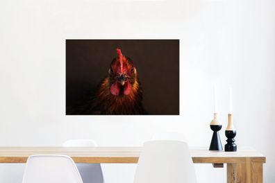 Glasbilder - 90x60 cm - Nahaufnahme eines Hahns (Gr. 90x60 cm)