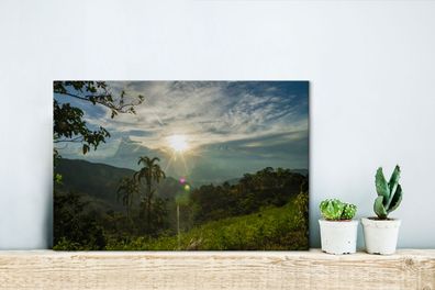 Leinwandbilder - 30x20 cm - Glühende Sonne strahlt auf Perus dichte Regenwälder