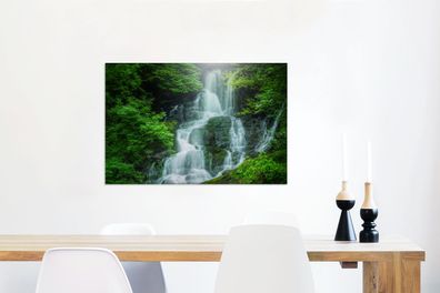 Leinwandbilder - 90x60 cm - Wasserfall in Irland (Gr. 90x60 cm)
