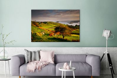 Leinwandbilder - 120x80 cm - Sonnenuntergang in Irland (Gr. 120x80 cm)
