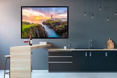 Poster - 120x80 cm - Fanad Head Leuchtturm bei Sonnenuntergang (Gr. 120x80 cm)