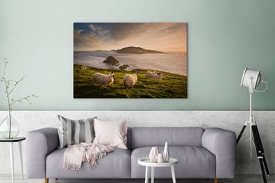 Leinwandbilder - 140x90 cm - Schafe an der irischen Küste (Gr. 140x90 cm)